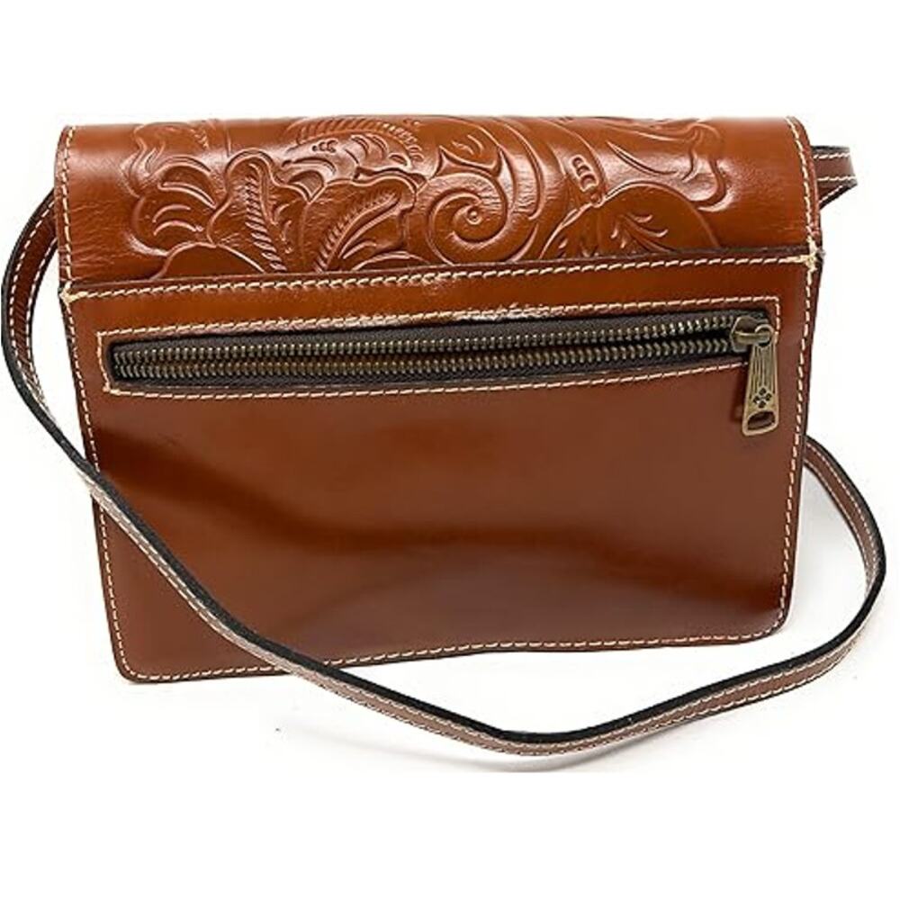 Patricia Nash Florence Brown Tooled Locri Crossbody Handbag One Size - Picture 11 of 11